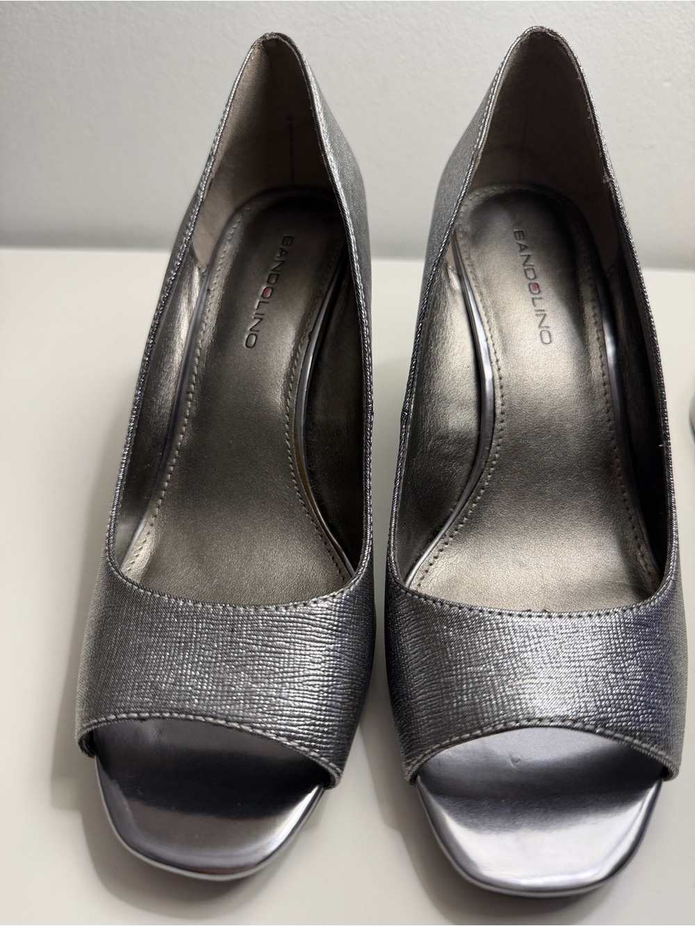 Bandolino Metallic Silver Open-Toe Pumps 6.5M